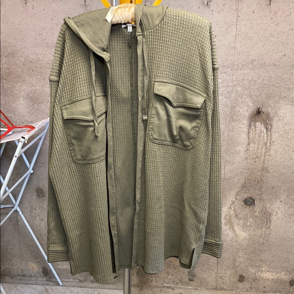 Maurice’s Open Front Waffle Knit Hooded Cardigan